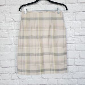 Vintage 90s y2k The Limited Tan Pastel Plaid Linen Pencil Skirt Deadstock Sz 8